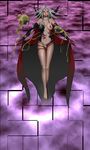  barefoot breasts cape cloud_of_darkness dissidia_final_fantasy elbow_gloves final_fantasy final_fantasy_iii gbou gloves grey_hair highres large_breasts legs long_hair long_legs monster revealing_clothes solo thigh_gap thighs 