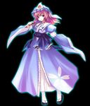  clog_sandals fan hat pink_eyes pink_hair saigyouji_yuyuko short_hair solo touhou usume_shirou 