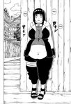  bangs blunt_bangs breasts cleavage comic fat fishnets forehead_protector greyscale hard_translated huge_breasts hyuuga_hinata kishimoto_masashi konohagakure_symbol monochrome naruto_(series) naruto_shippuuden ninja solo third-party_edit 