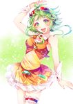  :d bad_id bad_pixiv_id blonde_hair goggles goggles_on_head green_hair gumi open_mouth sazanami_shione short_hair smile solo thigh_strap vocaloid yellow_eyes 