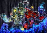 blood cherno_alpha crimson_typhoon glowing highres mecha miwa_shirou night no_humans pacific_rim rain science_fiction super_robot 