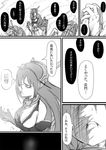  bare_shoulders burn_scar comic commentary_request elbow_gloves gloves greyscale headgear highres injury kantai_collection long_hair monochrome nagato_(kantai_collection) ogawa_shou scar translated 