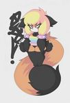 angry annoyed big_paws breasts chubby claws cleavage clothed clothing cute giant_tail graffiti mammal raccoon rainbow red_panda ruby_red slit_eyes smutbunny thick_thighs 