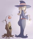  dated hair_over_one_eye hat little_witch_academia long_hair looking_back nagian pale_skin solo sucy_manbavaran tree wand witch witch_hat 