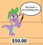  barcode cute dragon equine for_sale friendship_is_magic male mammal my_little_pony price_tag scared solo spike_(mlp) stick vincentthecrow 
