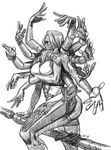  artist_name bodysuit breast_squeeze breasts crossed_arms cyborg dark_skin dated greyscale large_breasts looking_at_viewer mariel_cartwright metal_gear_(series) metal_gear_rising:_revengeance mistral_(metal_gear_rising) monochrome multiple_arms polearm simple_background solo weapon white_background 