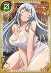  1girl breasts chouun_shiryuu eyes_closed ikkitousen large_breasts long_hair official_art smile solo water wet white_hair 