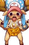  antlers blush bulge cervine clothed clothing dagasi disembodied_hand hat horn mammal one_piece pants reindeer shirt tongue tongue_out tony_tony_chopper trembling 