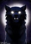  2014 ambiguous_gender backlit black_fur blackteagan canine dark feral fur glowing glowing_eyes mammal snarling solo wolf 