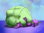  2014 abdominal_bulge dragon eyes_closed friendship_is_magic happy hyper hyper_belly lying male my_little_pony on_back ponythroat smile spike_(mlp) twilight_sparkle_(mlp) vore 