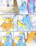  2014 anthro anthrofied avian bathroom beak blue_fur blush breast_grab breasts brown_fur butt butt_grab cleavage clothed clothing comic duo equine eye_contact eyes_closed feathers female friendship_is_magic from_behind fur gilda_(mlp) grey_hair grope gryphon hair hand_on_head horn horse imminent_sex interspecies lesbian mammal marik_azemus34 moan my_little_pony navel nipples nude open_mouth pony purple_eyes shower side_boob smile sneaking teeth tongue trixie_(mlp) unicorn wet wet_fur wet_hair white_feathers wings yellow_eyes 