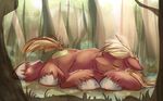  2014 absurd_res big_macintosh_(mlp) blonde_hair cutie_mark earth_pony equine female freckles friendship_is_magic grass gsphere hair hi_res horse lying male mammal my_little_pony outside pony portrait sleeping solo tree 
