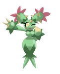  3_fingers :3 ;3 big_breasts bit-small blush breasts clothing dress flower horn looking_at_viewer maractus nintendo peace_sign plain_background plant pok&eacute;mon slim spikes thin_waist tight_clothing video_games wave waving wide_hips yellow_eyes 