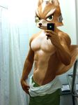  abs canine cellphone edit fox fox_mccloud iphone male mammal mirror muscles nintendo oystercatcher7 pecs phone photo_manipulation photomorph selfie star_fox topless video_games 