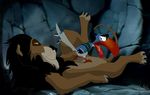  ambiguous_gender avian balls bdsm bird bondage bound claws cum disney feline feral fingering forced gay lion looking_back lying male mammal mcfan oral penis rape scar_(the_lion_king) the_lion_king yellow_eyes zazu 