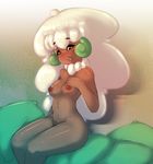  anthro anthrofied areola avante92 blush breasts brown_skin female hand_on_breasts hi_res nintendo nipples nude open_mouth orange_eyes pillow pok&eacute;mon pok&eacute;morph sitting solo video_games whimsicott 