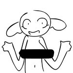  animated big_ears black_and_white breasts censored female looking_at_viewer monochrome navel nude smile solo standing the_weaver uncensored 
