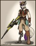  2014 boots borderlands clothed clothing ekbellatrix fur gun male plantigrade prosthetic ranged_weapon rifle sniper_rifle solo steampunk uniform weapon white_fur 