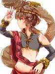  bare_shoulders breasts brown_eyes brown_hair crown detached_sleeves mataichi_mataro monkey_tail monkey_wrench_(ole_tower) ole_tower profile short_hair small_breasts solo tail 
