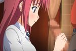 1boy 1girl animated animated_gif breasts censored handjob large_breasts machi_gurumi_no_wana penis pink_hair takagi_atsuko 