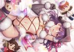  blush bow breasts bubbles elbow_gloves emiya_shirou fate/grand_order fate_(series) gloves illyasviel_von_einzbern kurono_kito long_hair matou_sakura navel purple_eyes purple_hair ribbons thighhighs tohsaka_rin 