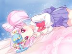  back_bow bishoujo_senshi_sailor_moon bow chibi_usa double_bun pink_hair piyodera_mucha red_eyes sailor_collar short_hair sketch solo twintails white_sailor_collar 