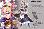  blonde_hair breasts character_name long_hair medium_breasts multiple_views original pantyhose smile sword swordress_(t.a.k.) t.a.k. translation_request weapon 