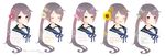  1girl :d ^_^ akebono_(kantai_collection) bell blush bust clover daisy eyes_closed flower hair_bell hair_flower hair_ornament kantai_collection long_hair looking_at_viewer neck_ribbon open_mouth purple_eyes purple_hair ribbon school_uniform serafuku side_ponytail smile sumisu_(rinsumi) sunflower translation_request upper_body 