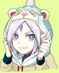  blue_eyes face hood hoodie inazuma_eleven_(series) inazuma_eleven_go inazuma_eleven_go_galaxy looking_at_viewer lowres male_focus ogino_atsuki pointy_ears purple_eyes ryugeru_baran simple_background solo upper_body 