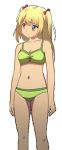  artist_request asymmetrical_hair bangs bikini boku_wa_tomodachi_ga_sukunai breasts cleavage closed_mouth collarbone cowboy_shot dated eyebrows_visible_through_hair green_bikini green_swimsuit hair_between_eyes hasegawa_kobato heterochromia hi_res legs navel official_art parted_bangs simple_background solo swimsuits two_side_up very_long_hair white_background 