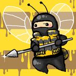  bee bug chibi insect insect_wings lowres male_focus metal_gear_(series) metal_gear_solid metal_gear_solid_3 oekaki polearm solo spear the_pain weapon wings 