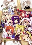  6+girls arisa_bannings bad_id bad_pixiv_id blonde_hair blush boshi_(a-ieba) cinque_(nanoha) corkboard fang fate_testarossa lyrical_nanoha magical_girl mahou_shoujo_lyrical_nanoha_strikers multiple_girls numbers_(nanoha) open_mouth photo_(object) ponytail shamal signum takamachi_nanoha tsukimura_suzuka twintails vita yagami_hayate yuuno_scrya zafira 