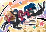  3girls aisaka_taiga bad_id bad_pixiv_id hug jumping kawashima_ami kitamura_yuusaku kushieda_minori motoi_ayumu multiple_boys multiple_girls oohashi_high_school_uniform palmtop_tiger rainbow school_uniform star takasu_ryuuji thighhighs tiger toradora! 