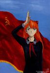  2005 communism flag neon_genesis_evangelion propaganda russia salute solo souryuu_asuka_langley 