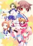  6+girls bad_id bad_pixiv_id blue_eyes breasts crossdressing everyone haramura_nodoka kataoka_yuuki kiyosumi_school_uniform medium_breasts miyanaga_saki multiple_girls pink_hair saki school_uniform serafuku someya_mako suga_kyoutarou takei_hisa thighhighs tokumi_yuiko 