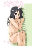  1girl breasts flower lying_on_floor masani_deisui medium_breasts nichijou nude shinonome_nano solo 