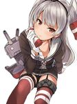  akaitera amatsukaze_(kantai_collection) animated animated_png banned_artist black_panties blinking brown_eyes kantai_collection long_hair looking_at_viewer looking_to_the_side md5_mismatch panties pantyshot rensouhou-kun simple_background solo thighhighs two_side_up ugoira underwear white_background 