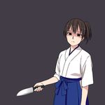  animated animated_png blinking brown_hair frown japanese_clothes kaga_(kantai_collection) kantai_collection kinosuke_(sositeimanoga) kitchen_knife knife looking_at_viewer md5_mismatch shaded_face side_ponytail solo throwing ugoira 
