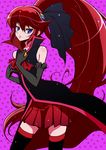  black_gloves blue_eyes blush elbow_gloves genderswap genderswap_(mtf) gloves hair_ornament hair_ribbon hand_on_own_chest happinesscharge_precure! long_hair magical_girl phantom_(happinesscharge_precure!) ponytail precure red_hair red_skirt ribbon shirono skirt solo thighhighs unlovely_(happinesscharge_precure!) very_long_hair wide_ponytail 