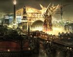  bridge city city_lights cityscape fantasy final_fantasy final_fantasy_xiii glowing lightning_returns:_final_fantasy_xiii night no_humans official_art outdoors power_lines scenery square_enix statue 