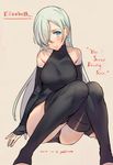 arm_support ass bad_id bad_pixiv_id bangs bare_shoulders black_legwear black_leotard blue_eyes blush breasts character_name closed_mouth collarbone copyright_name dated detached_sleeves earrings elizabeth_liones english feet_out_of_frame grey_background hair_over_one_eye halterneck head_tilt invisible_chair jewelry kippu knees_together_feet_apart knees_up leotard long_hair long_sleeves looking_at_viewer medium_breasts nanatsu_no_taizai one_eye_covered signature silver_hair simple_background sitting sleeves_past_wrists solo straight_hair thighhighs thighs toeless_legwear turtleneck 