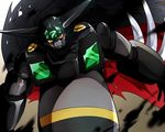  black_getter cape getter_robo mecha no_humans shin_getter_robo slept_(re_mix) spikes super_robot torn_clothes weapon 