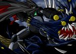  black_getter cape getter_robo mecha monster no_humans ripping shin_getter_robo shouji_nigou spikes super_robot 