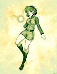  belt boots breasts fairy genzoman green_footwear hairband instrument knee_boots kokiri monochrome ocarina pointy_ears ribbed_sweater saria short_hair small_breasts solo sweater the_legend_of_zelda the_legend_of_zelda:_ocarina_of_time tunic turtleneck 
