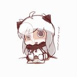  ahoge black_eyes chibi highres horns kantai_collection long_hair northern_ocean_hime nuu_(nu-nyu) open_mouth paper pencil shinkaisei-kan spirit table translation_request white_hair writing 