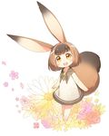  :d animal_ears blush brown_hair dress eyebrows flower kito_(sorahate) md5_mismatch multicolored_hair open_mouth original petals short_hair sleeveless sleeveless_dress smile solo tail two-tone_hair yellow_eyes 