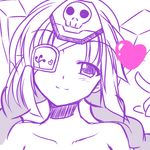  artist_request astro_mariah braid cosmic_break eyepatch headgear heart looking_at_viewer nude sketch smile solo 