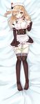 apron artist_request bomb breasts cosmic_break dakimakura full_body hair_ornament highres large_breasts long_hair maid maid_apron maid_headdress monica_gold nipples no_bra panties panty_pull ponytail solo thighhighs underwear 