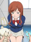  aoi_chizuru arms_behind_back bangs bdsm bear beargguy_f blazer blush bondage bound bound_torso bow bowtie breasts brown_hair chair cleave_gag cloth_gag collared_shirt cowboy_shot crying from_above gag gagged green_eyes gundam gundam_build_fighters gundam_build_fighters_try highres holding improvised_gag indoors jacket kamiki_mirai large_breasts long_hair looking_at_viewer miniskirt motion_blur out_of_frame parted_bangs pleated_skirt pov pov_hands rope school_uniform shirt sidelocks sitting skirt solo_focus speech_bubble stuffed_animal stuffed_toy swept_bangs taunting tears teddy_bear tied_to_chair vibrator window 