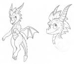  2019 claws dfectivedvice dragon horn membranous_wings scale scalie sketch spines spyro spyro_the_dragon ssmile traditional_media_(artwork) video_games western_dragon wings 